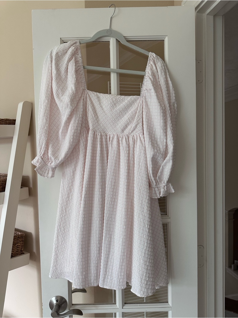 Square Neck Babydoll Puff Sleeve Mini Dress
